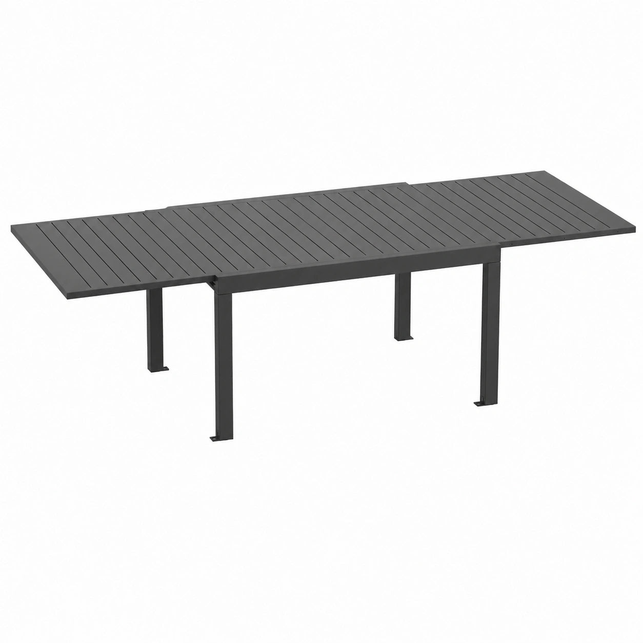 Wetterfester Ausziehtisch aus Aluminium, 130/260 x 75 cm, für 6-8 Personen, ideal für Garten und Balkon, dunkelgrau