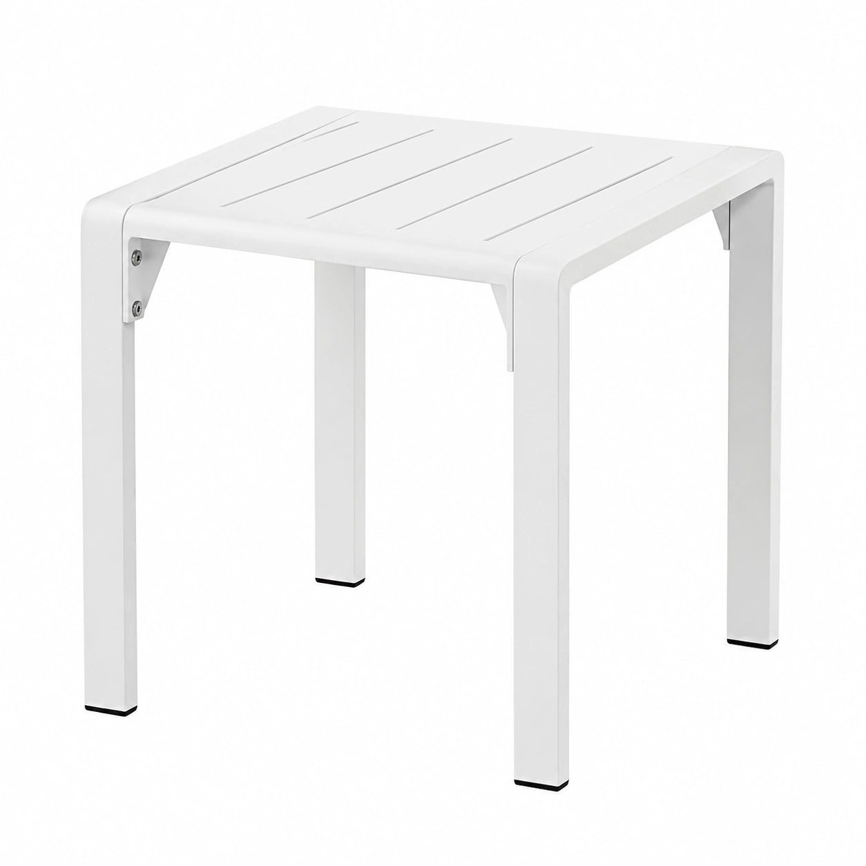 Kompakter Atenza Aluminium-Klapptisch, Wetterfest für Balkon und Garten, 44 x 44 x 41 cm, Weiß
