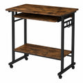LIFEZEAL Rollbarer Computertisch mit Tastaturablage und Haken, Bürotisch für Laptop, 80x50x78 cm, Braun-Schwarz