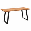 Massivholz Schreibtisch Akazie mit Metallgestell, 120x60 cm, Baumkante, Büro- und Computertisch in Braun