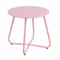 HollyHOME Runder Metall-Beistelltisch für Balkon und Garten, Rosa