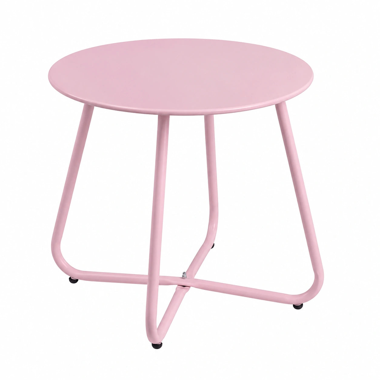 HollyHOME Runder Metall-Beistelltisch für Balkon und Garten, Rosa