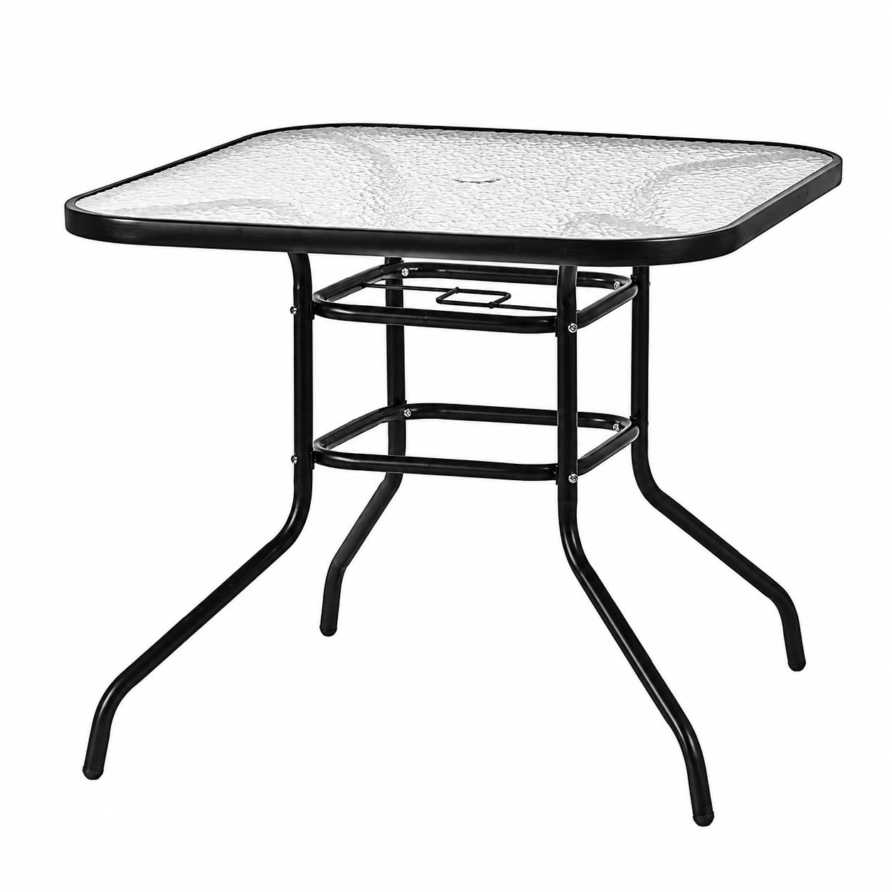 Harbour Housewares Quadratischer Glastisch für den Außenbereich, 90 x 90 cm, Schwarz