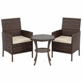 UDPATIO 3-teiliges Gartenmöbelset: Balkonlounge mit Tisch und 2 Stühlen aus Polyrattan, ideal für kleine Terrassen, Braun