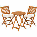 GIANTEX Klappbares Balkonmöbel-Set aus Holz für 2 Personen, inkl. Rundtisch und Stühle mit Kissen, 3-teiliges Outdoor-Bistroset