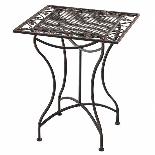 Gartentisch Asina im Jugendstil, 60x60 cm quadratisch, romantischer Eisen-Bistrotisch für Garten & Balkon, Farbe: Bronze