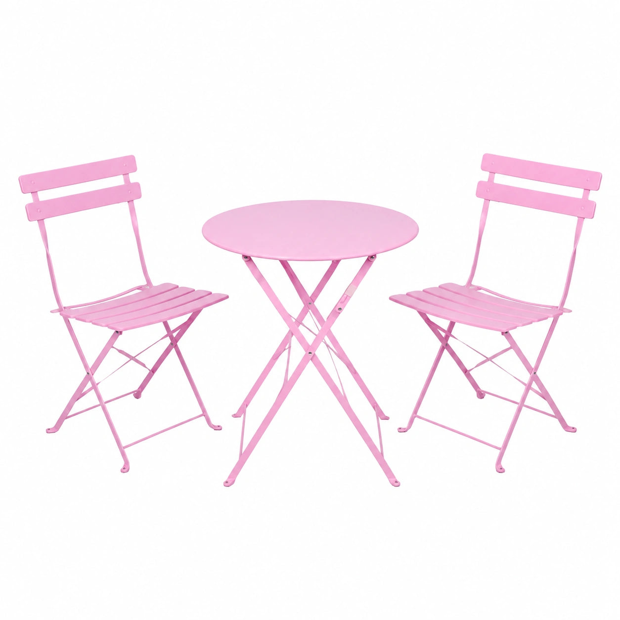 ALBATROS 3-teiliges Bistro-Set Rosa – Klappstühle und Tisch aus Metall – Perfekt für Balkon oder Garten im modernen Stil