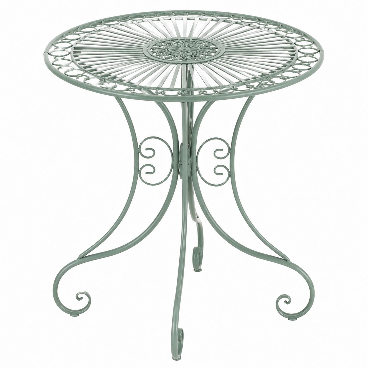 Jugendstil Eisentisch Hari I Dekorativer Gartentisch I Antik-Grün