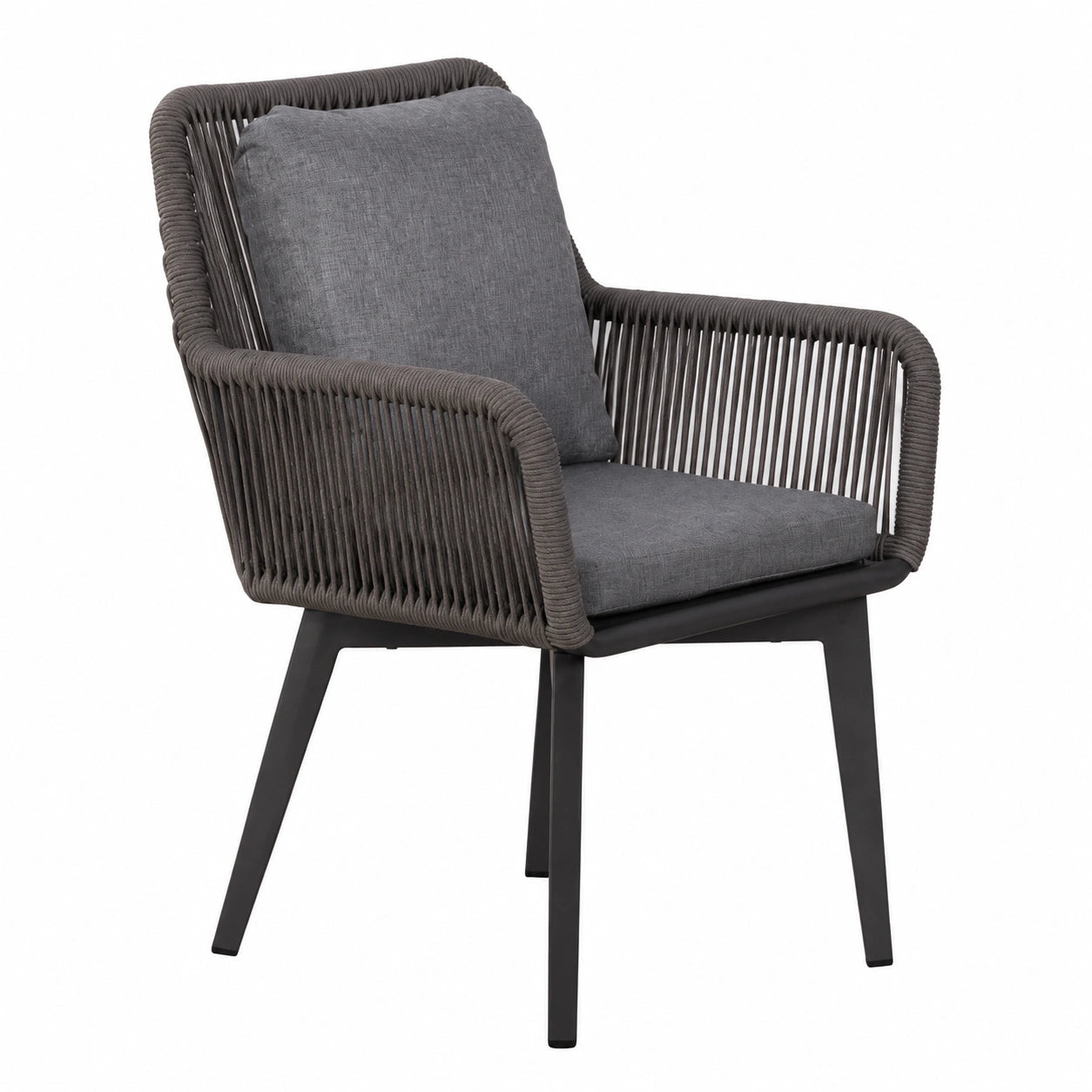 Hochwertige Marbella Gartensessel 2er-Set aus Aluminium und Seilgeflecht in Grau