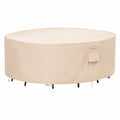 F&J Outdoors Wetterfeste Rundabdeckung 244x70 cm für Gartentisch, Wasserdicht und Robust, Beige