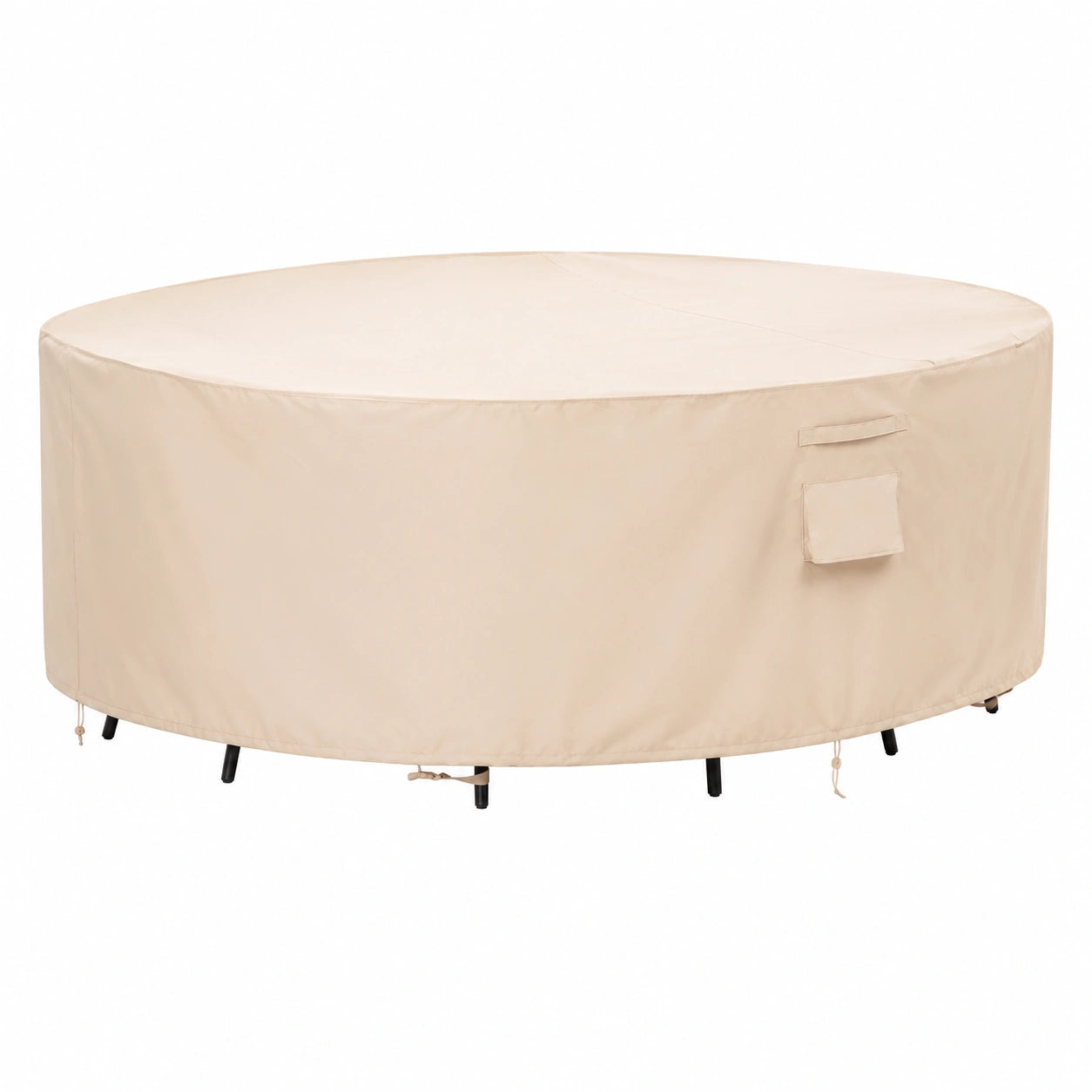 F&J Outdoors Wetterfeste Rundabdeckung 244x70 cm für Gartentisch, Wasserdicht und Robust, Beige