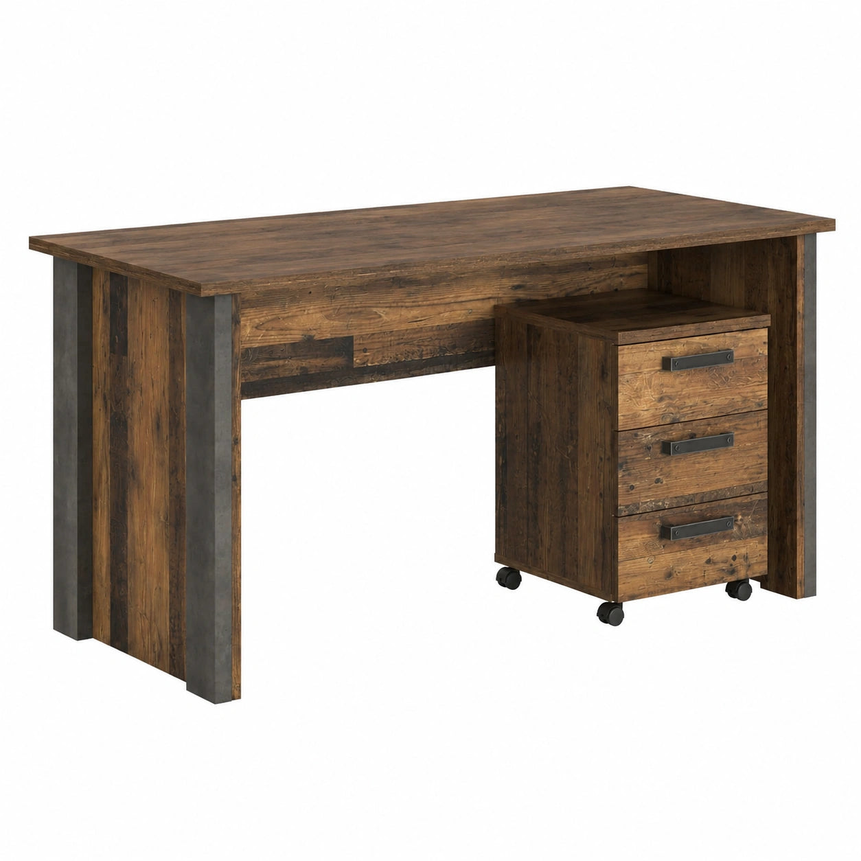 Moderner Schreibtisch Clif in Betonoptik Grau, 153x73,5x70 cm