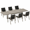 Gartenset für 8 Personen aus Aluminium, erweiterbarer Tisch 130/260 cm, inkl. 8 Stühle, Balkon- und Terrassenmöbel, Braun