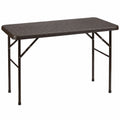 Relaxdays Klappbarer Gartentisch BASTIAN in Rattan-Optik, 74x121,5x61,5 cm, Braun