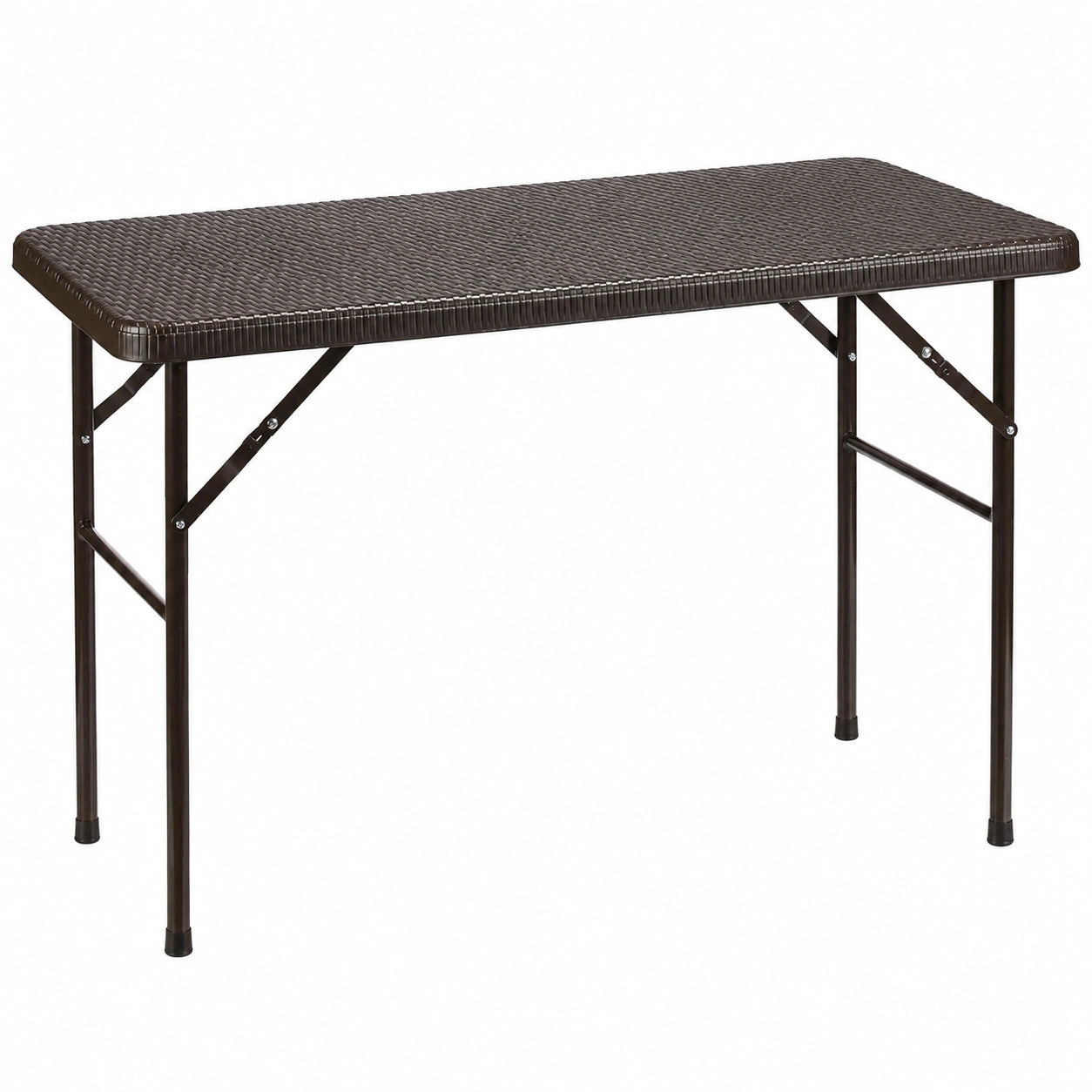 Relaxdays Klappbarer Gartentisch BASTIAN in Rattan-Optik, 74x121,5x61,5 cm, Braun