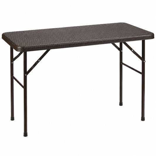 Relaxdays Klappbarer Gartentisch BASTIAN in Rattan-Optik, 74x121,5x61,5 cm, Braun