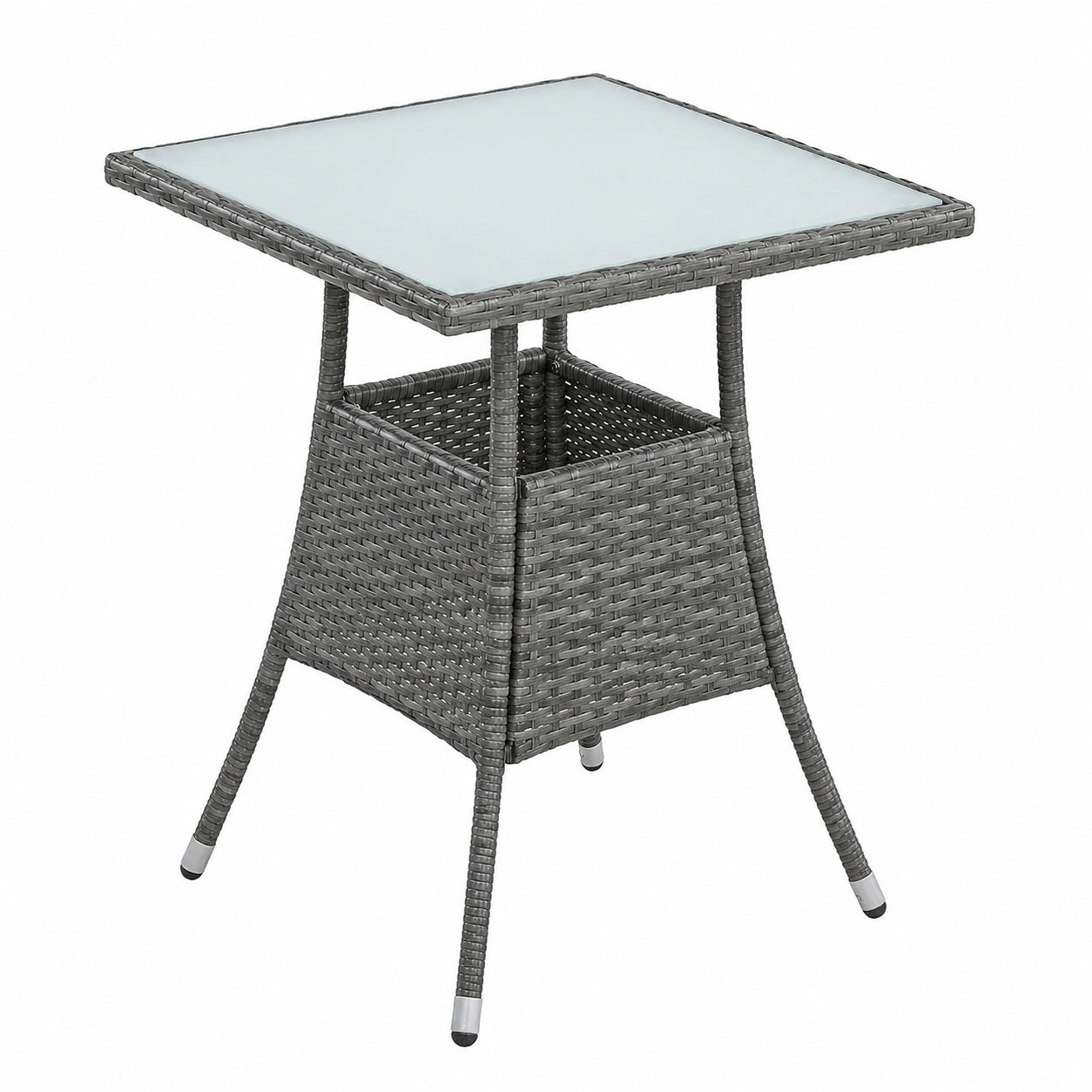 Polyrattan Balkontisch in Anthrazit-Grau, 60x60 cm – Terrassen & Gartenmöbel