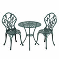 Gartensitzgruppe aus Aluminiumguss, 3-teilig, in Grün für Balkon und Terrasse